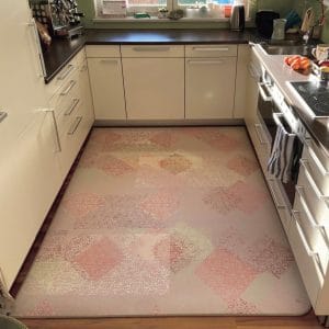 "The rug fits very nicely into our kitchen visually, is easy to clean, which is very important to me with children and pets, and it does exceptionally well. An all around great product!"